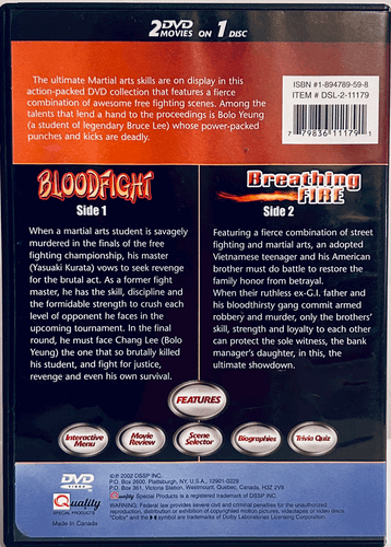 Bloodfight / Breathing Fire (DVD) Action Martial Art's Bolo Yeung *001 image 2