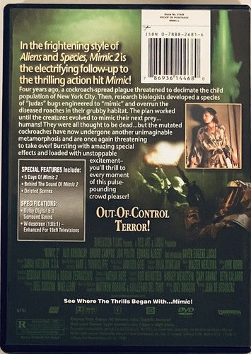 Mimic 2 (DVD, 2001) w/ Insert Horror Dimension Films OOP *GR3 image 1