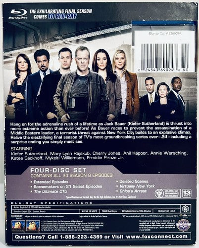 24: The Complete Eighth Season (Blu-ray/DVD, 2010) 5-Disc Set w/ Slipcover*GR1 image 1