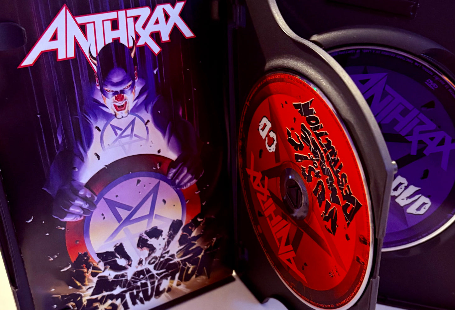 Anthrax - Música de destrucción masiva (DVD/CD, 2004) con inserto musical de metal, set de 2 discos