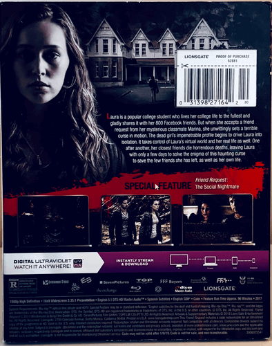 Friend Request (Blu-ray, 2018) w/ Slipcover Social Media Horror Lionsgate*GR1 image 2