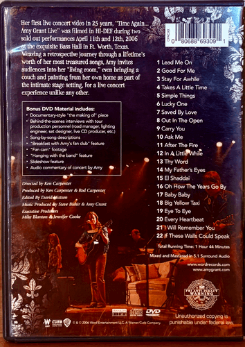 Amy Grant Time Again Live (DVD 2006) Music/Concerts Warner Bros *NW1 image 1