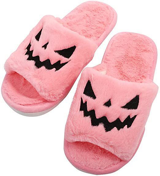 Halloween Shoes Winter Cute Warm Home Slippers Women Pink