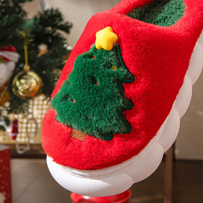 Zapatillas de estar por casa para mujer con diseño de árbol de Navidad