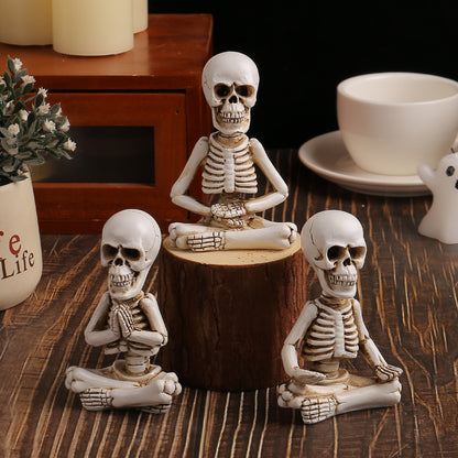 Decoración de calaveras para meditación de escritorio para Halloween