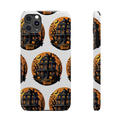 Haunted Halloween House Pattern Slim Phone Cases