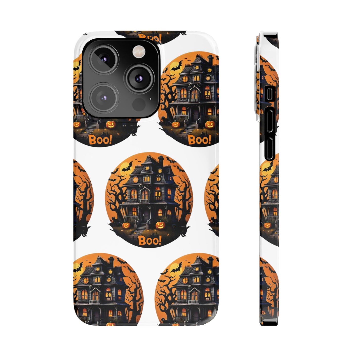 Haunted Halloween House Pattern Slim Phone Cases