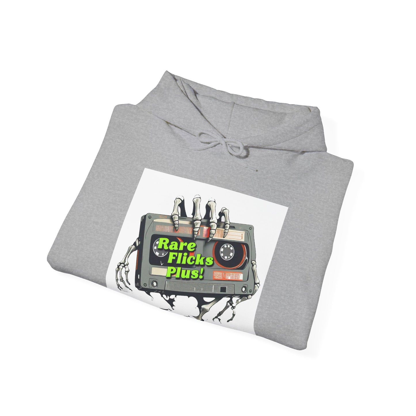 Sudadera unisex con capucha y mezcla pesada Rare Flicks Plus! Alt Logo White Background