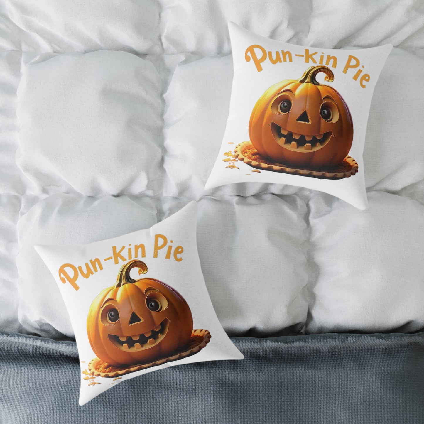 Pun-Kin Pie Design Square Poly Canvas Pillow