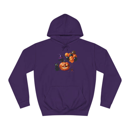 Halloween Pumpkin & Black Cat Unisex College Hoodie