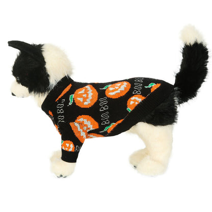 Suéter para perro con diseño de calabaza para Halloween