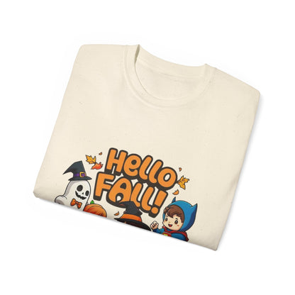 Camiseta unisex de algodón ultrafino con diseño de Hello Fall