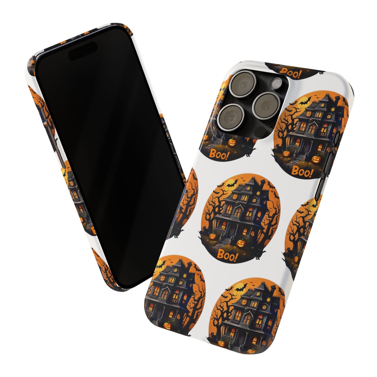 Haunted Halloween House Pattern Slim Phone Cases