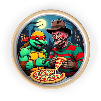 Reloj de pared con diseño de pizza en Elm Street (diseño 2)