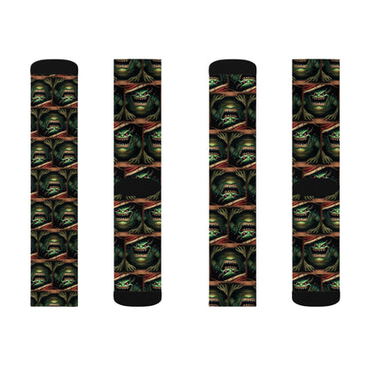 Sock Thief Monster Under the Bed Design Sublimation Socks