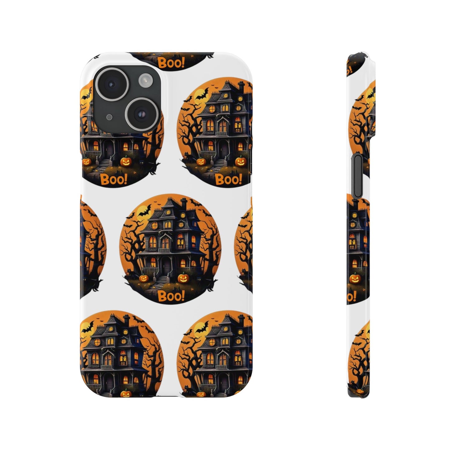 Haunted Halloween House Pattern Slim Phone Cases