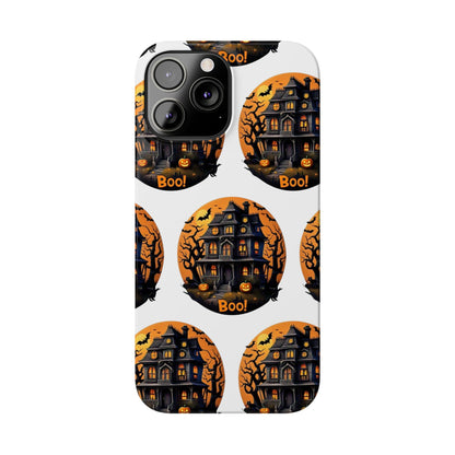 Haunted Halloween House Pattern Slim Phone Cases