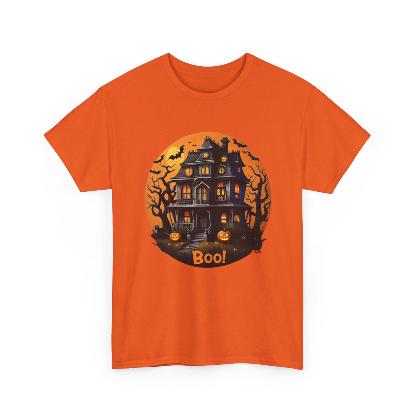 Spooky Halloween House Unisex Heavy Cotton Tee