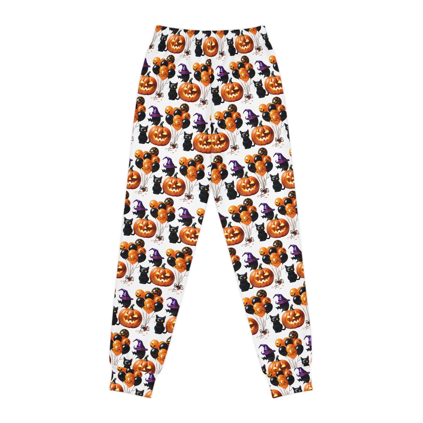 Halloween Pumpkin and Cat Youth Joggers - Spooky Comfort for Everyday