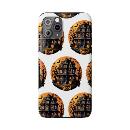 Haunted Halloween House Pattern Slim Phone Cases