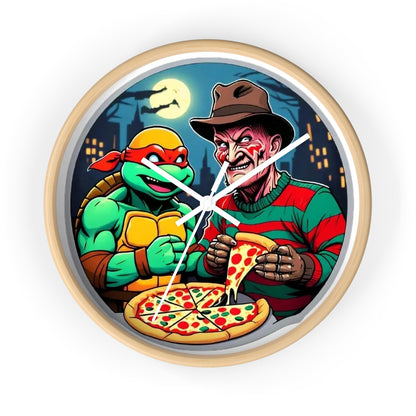 Reloj de pared con diseño de pizza en Elm Street (diseño 2)