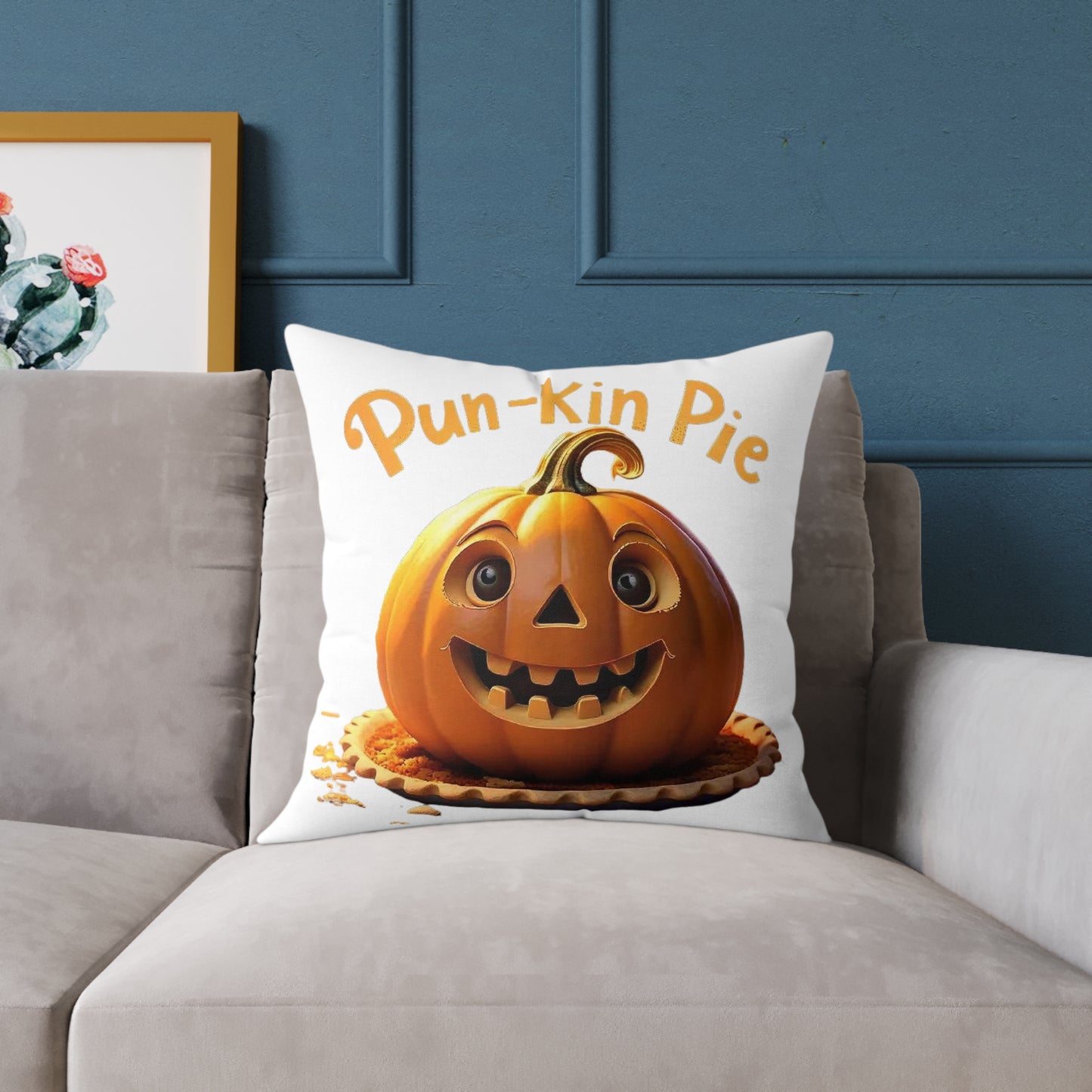 Pun-Kin Pie Design Square Poly Canvas Pillow