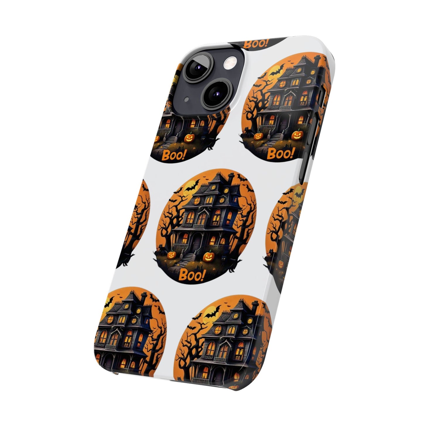 Haunted Halloween House Pattern Slim Phone Cases