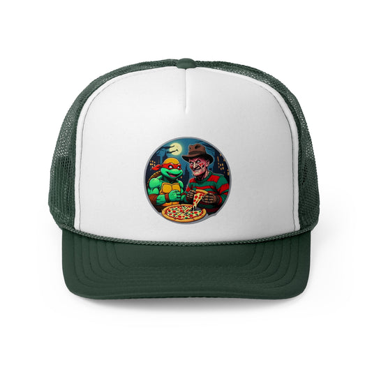 Gorra de camionero Una fiesta de pizza en Elm Street (diseño 2)