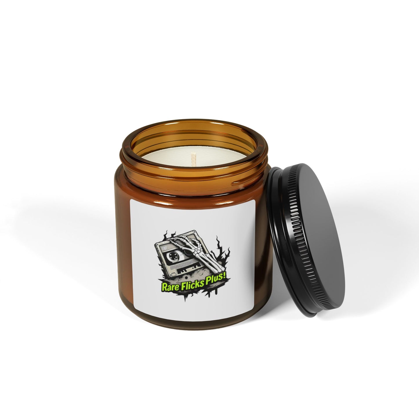 Rare Flicks Plus! Logo Scented Soy Candle (Multi-Size, Amber Jar)