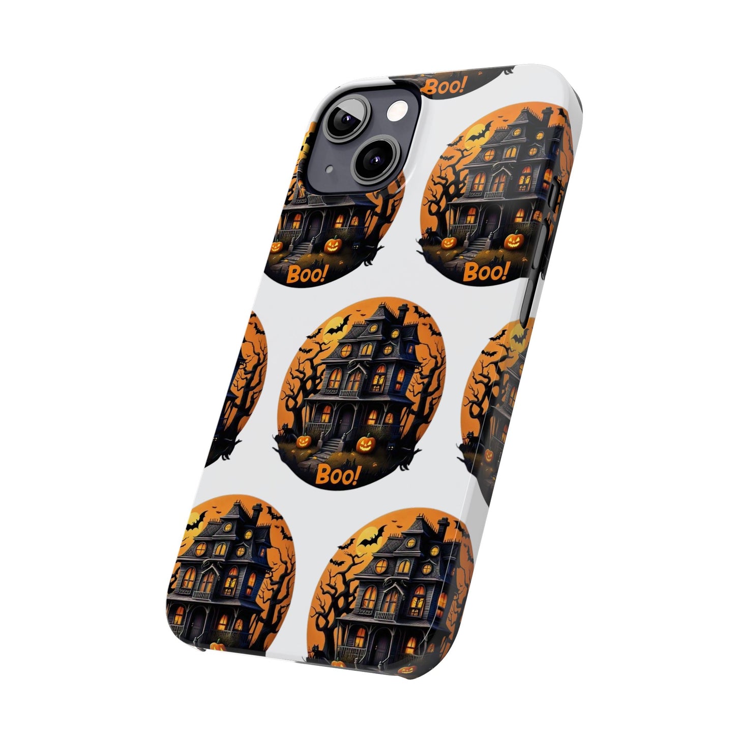 Haunted Halloween House Pattern Slim Phone Cases