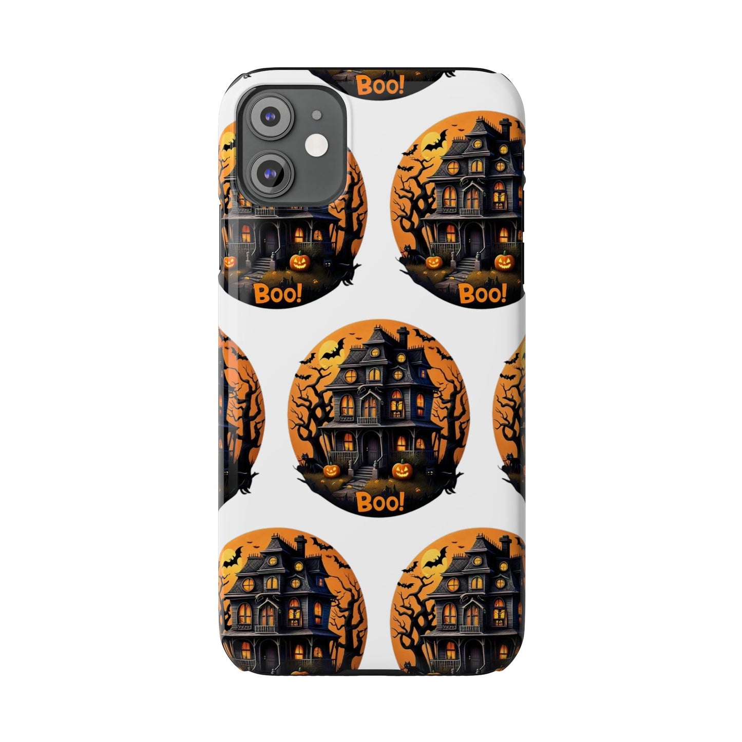 Haunted Halloween House Pattern Slim Phone Cases