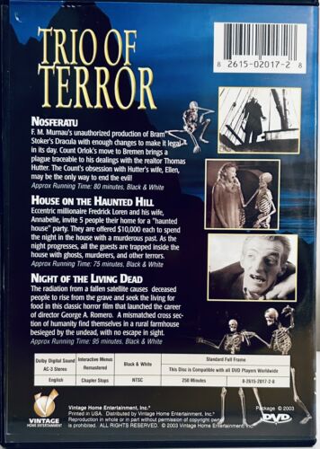 Trio of Terror (DVD, 2003) Collectors Edition Vincent Price, 3 Films Horror B&W