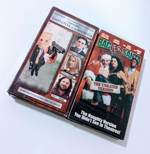 Badder Bad Santa & Employee of the Month VHS RARE Late Release + VHS PROTECTORS