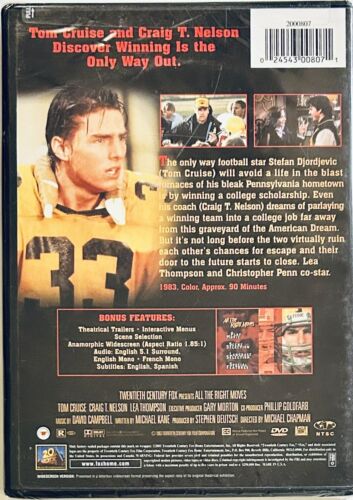 All the Right Moves (DVD, 2002) Tom Cruise Drama/Sports Fox 1983 OOP NEW*GR1