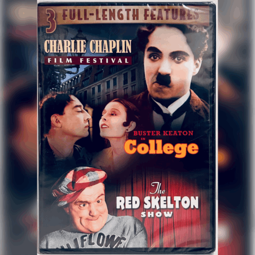 Charlie Chaplin Film Festival Buster Keaton College Red Skelton DVD 3 Movies B&W