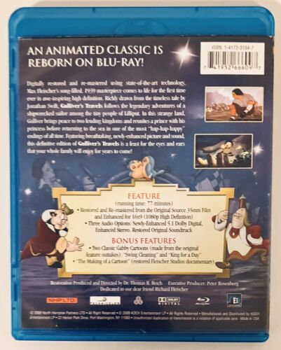 Max Fleischer’s Gullivers Travels (Blu-Ray, 2009) Widescreen RARE OOP