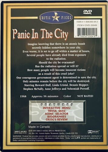 Panic in the City (DVD, 1999) w/ Insert 1968 NR Sci-Fi Thriller Soviet*GR3