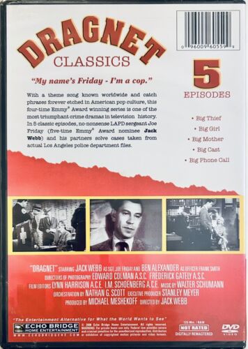 Dragnet Classics (DVD) VOL. 2 Echo Bridge 5 Episodes B&W Brand NEW *A11