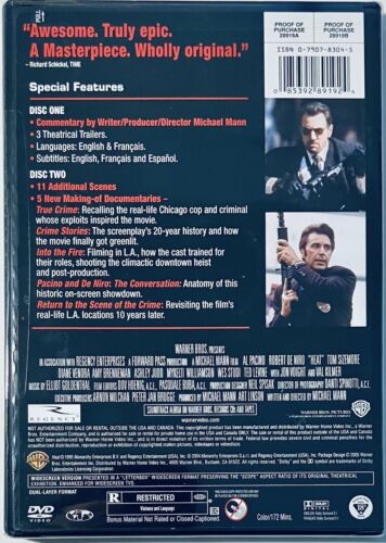 Heat (DVD, 2005, 2-Disc Set) Al Pacino Studio Stamp Bilingual BRAND NEW *GR3