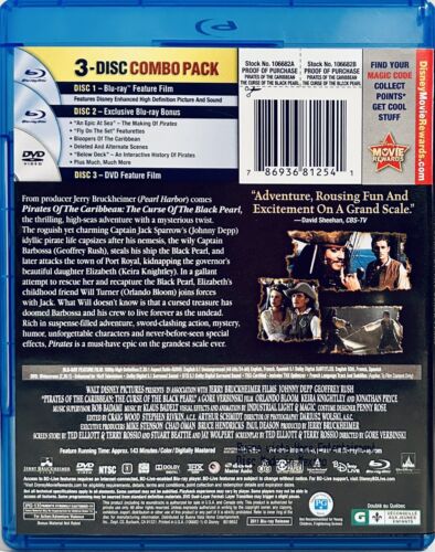 Pirates of the Caribbean Curse of the Black (Blu-ray, 2003) Adventure*LS1