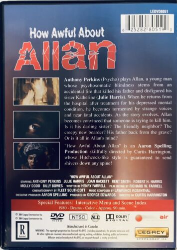 *How Awful About Allan (DVD, 2005) Anthony Perkins Horror Thriller 1970 TV movie