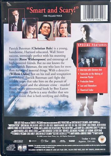 American Psycho (DVD 2000) + Insert Horror Thriller Christian Bale Lionsgate*GR1