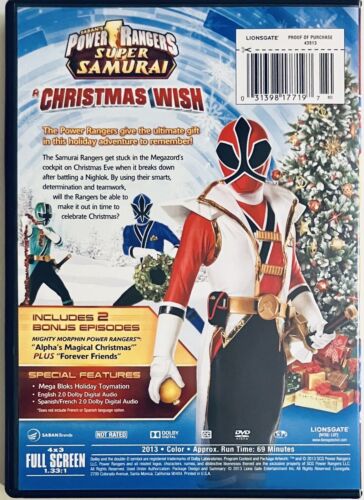 Power Rangers Super Samurai - A Christmas Wish (DVD 2013) Lionsgate Full Screen