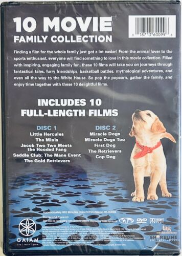 10 Movie Family Collection DVD 2-Disc Set Miracle Dogs Little Hercules NEW*GR1