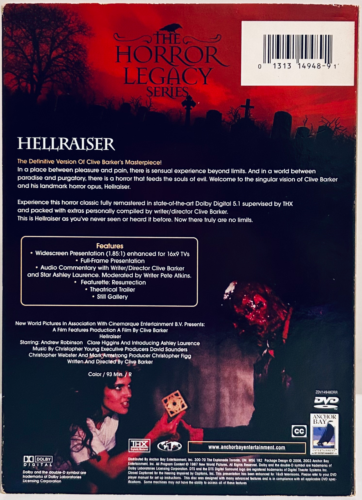 Hellraiser (DVD, 2000) w/ Slipcover Horror Legacy Series Anchor Bay 1987