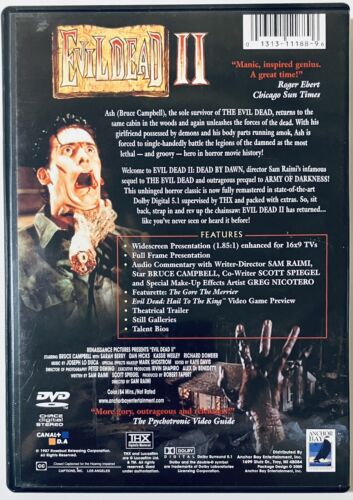 Evil Dead 2: Dead by Dawn (DVD, 1987) Horror w/ Insert Anchor Bay RARE OOP*ED1