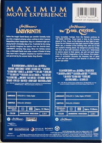 Labyrinth / The Dark Crystal (DVD) Double Feature 2-Disc Set En/Sp Sony *GR1