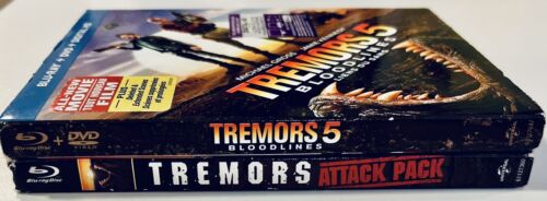 Tremors Attack Pack & Tremors 5 Bloodlines Blu-Ray Lot w/ OOP Slipcovers Horror