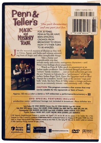 Penn & Tellers Magic and Mystery Tour (DVD 2005) + insert Acorn Media*D23