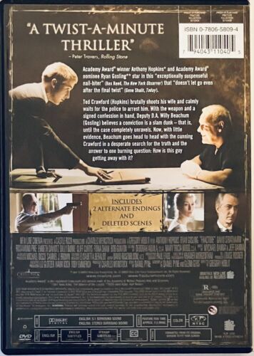 Fracture (DVD, 2007) Full Screen Anthony Hopkins, Ryan Gosling *SV1